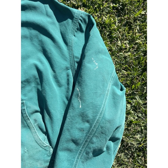 Vintage Carhartt J04 AQU Aqua Quilt Lined Hooded Jacket Mens Size XL USA HTF - Picture 6 of 12